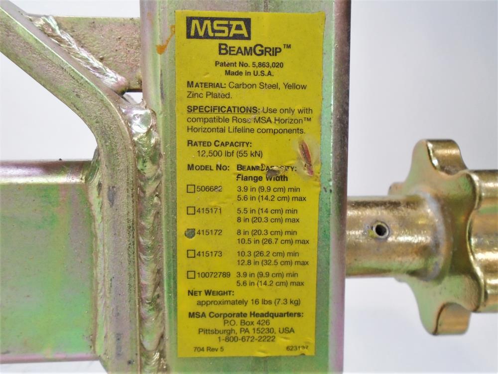 MSA Beam Grip 415172 with D-Plate SS Anchorage Connector 506633